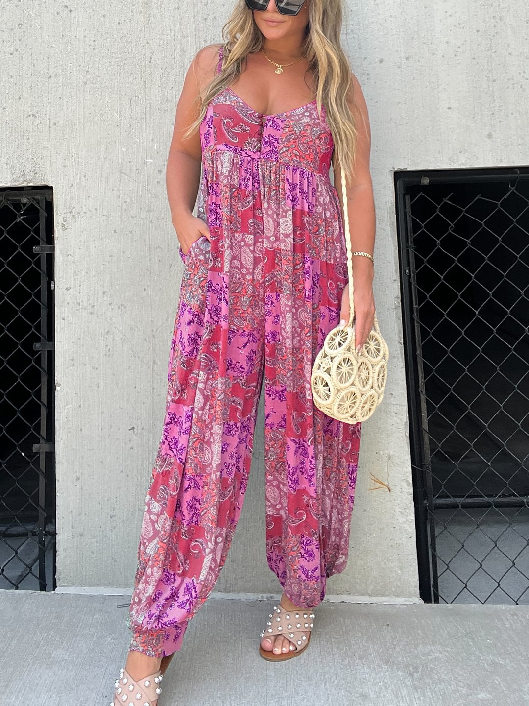 💃Jumpsuit met losse geprinte schouderband🔥 | backbari.com