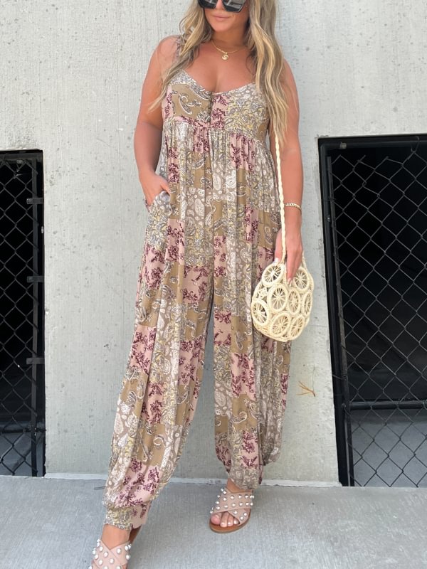 💃Jumpsuit met losse geprinte schouderband🔥 | backbari.com
