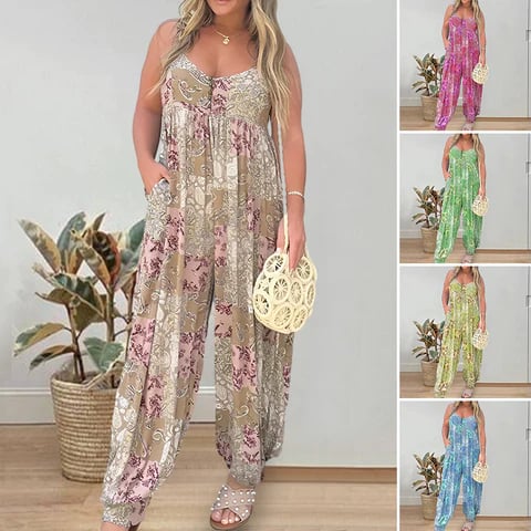 💃Jumpsuit met losse geprinte schouderband🔥 | backbari.com