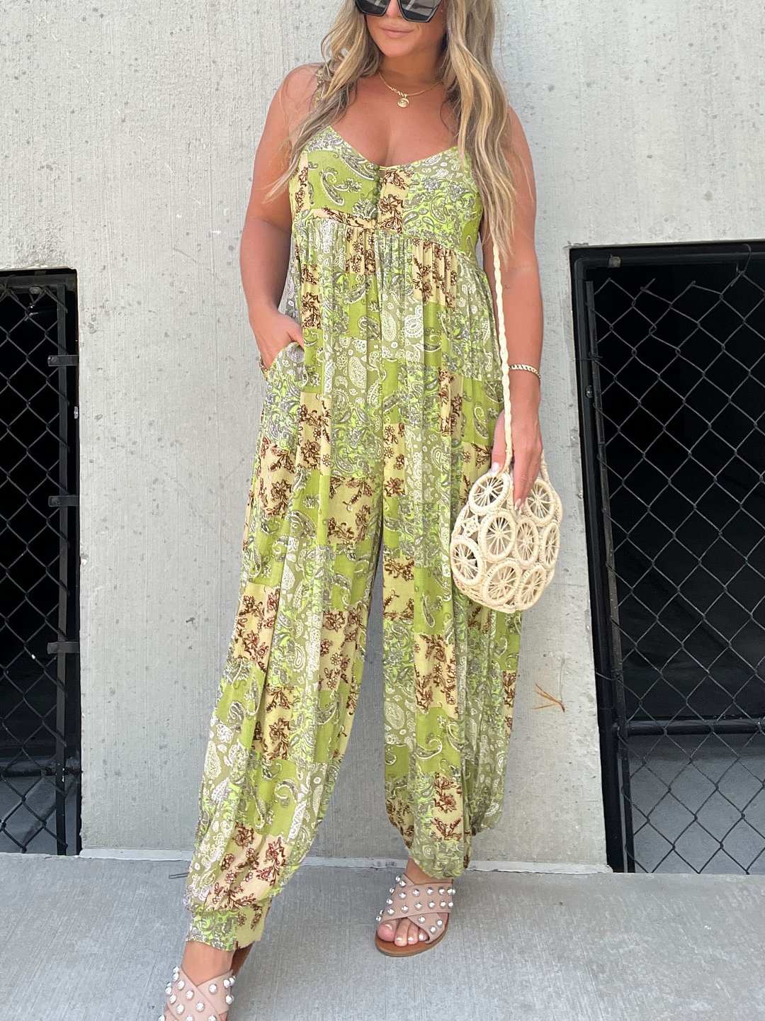 💃Jumpsuit met losse geprinte schouderband🔥 | backbari.com