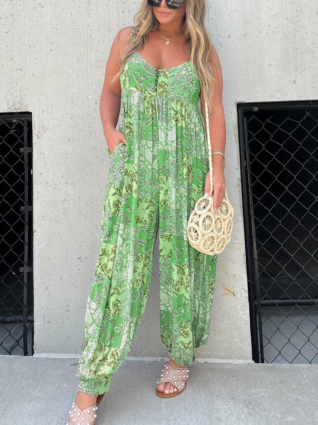 💃Jumpsuit met losse geprinte schouderband🔥 | backbari.com