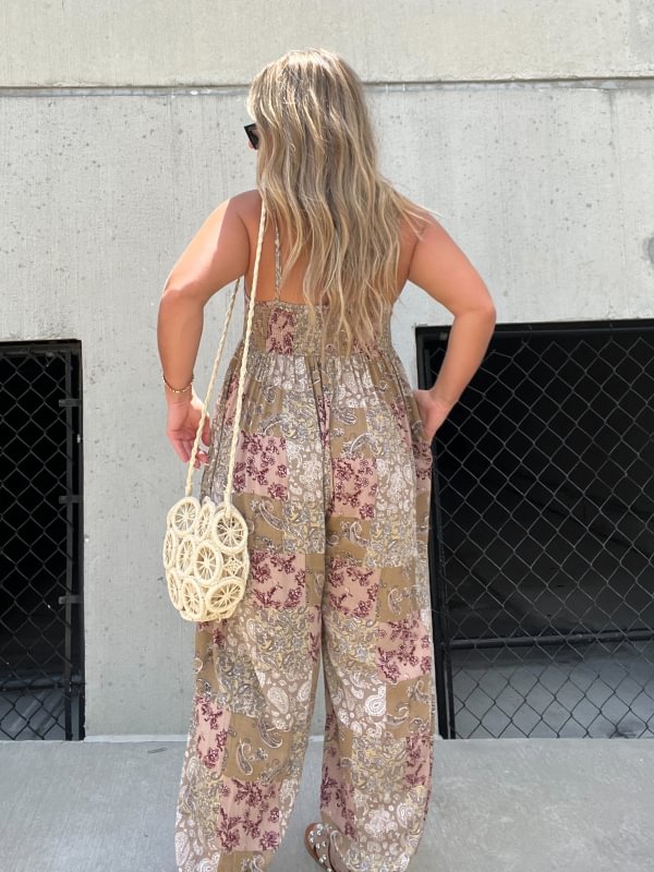 💃Jumpsuit met losse geprinte schouderband🔥 | backbari.com