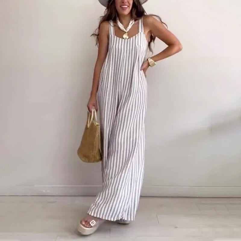 backbari.com Women's Chic Striped Casual Jumpsuit - Effortless Style & Comfort