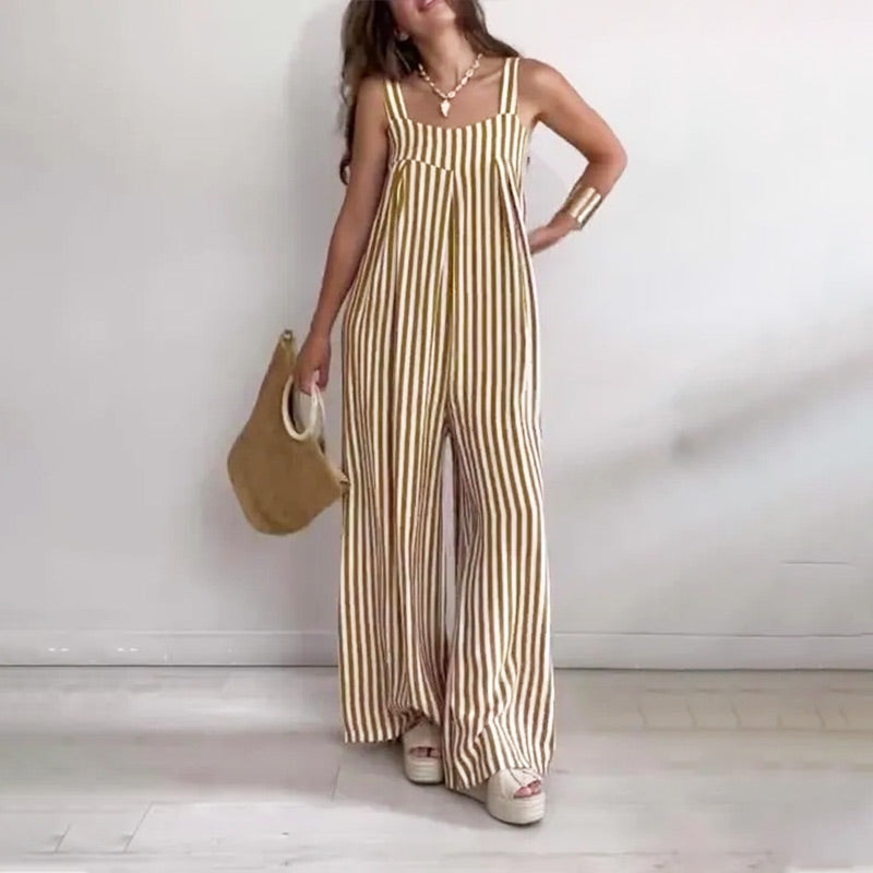 backbari.com Women's Chic Striped Casual Jumpsuit - Effortless Style & Comfort