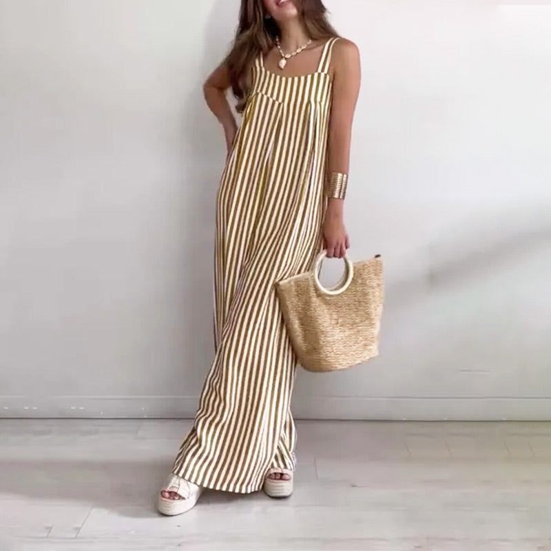 backbari.com Women's Chic Striped Casual Jumpsuit - Effortless Style & Comfort